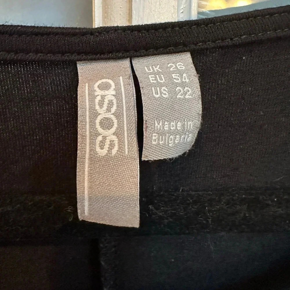 ASOS Black Short Sleeve Asymmetrical Hem Blouse Mesh Sheer Sleeve Plus Size 22 - Picture 6 of 9